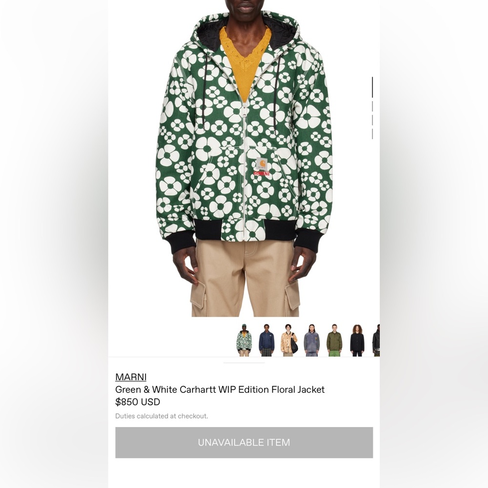 Carhartt Green and White Floral Jacket
